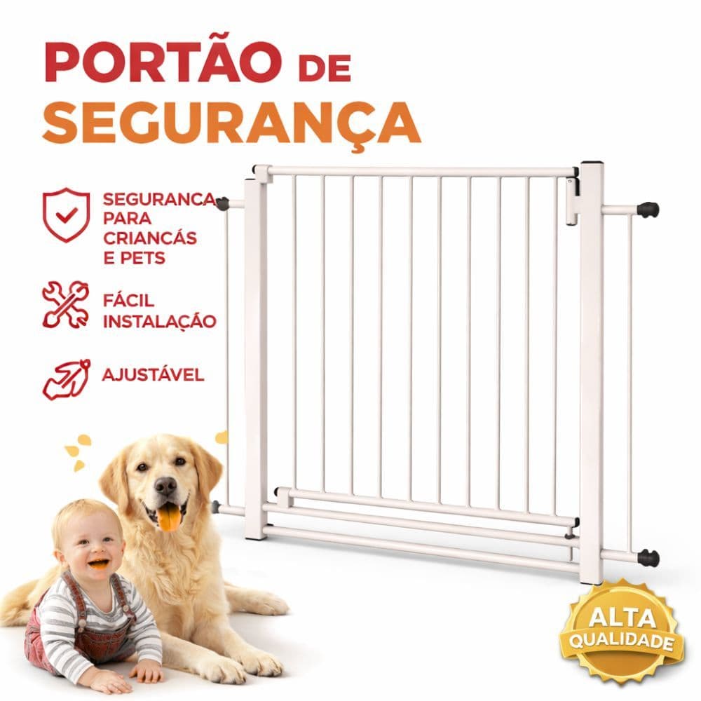 Cercadinho Portão de Segurança 80cm - Proteção para Crianças e Pets, Fácil de Colocar, Durável e Versátil para Ambientes