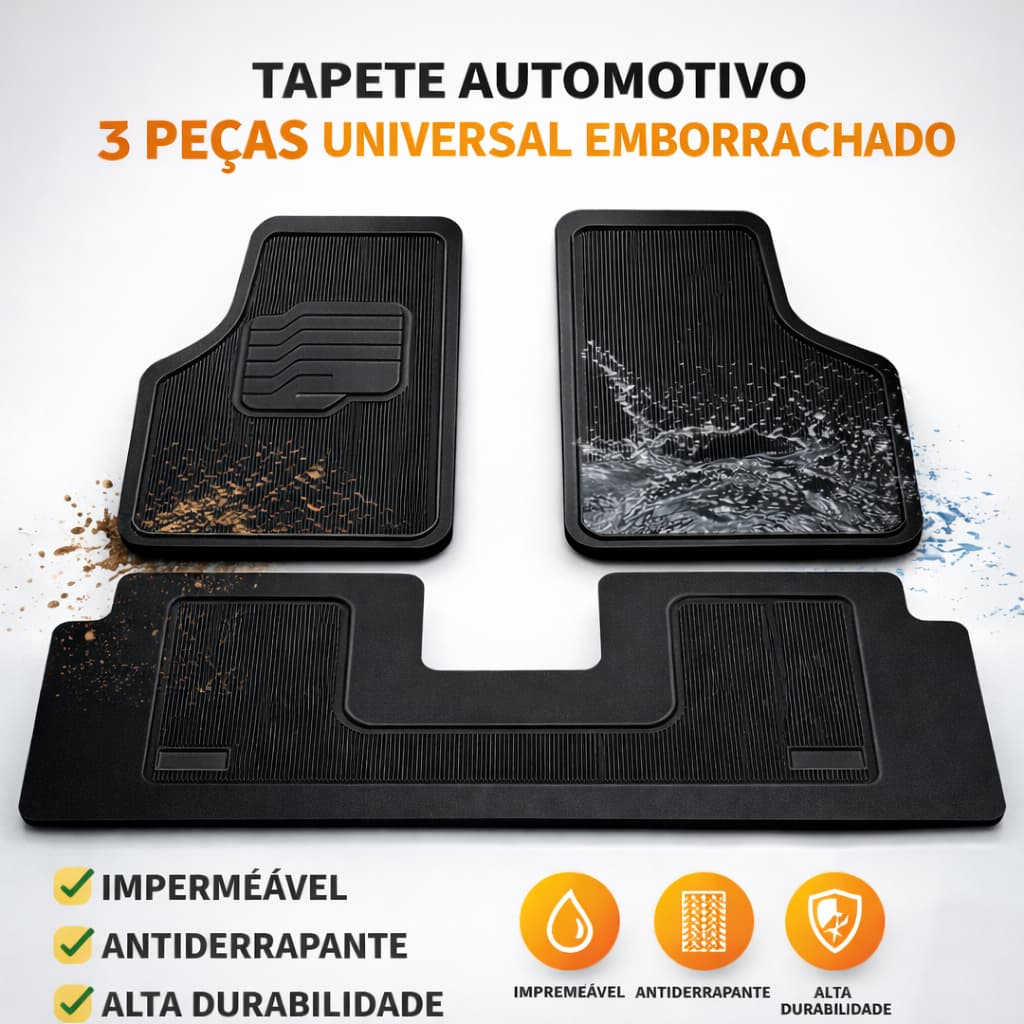 Tapete Fiat Uno Personalizado Automotivo Borracha 3 PEÇAS