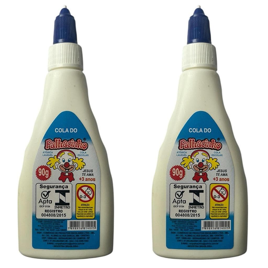 Cola Branca 90g Cola Escolar Atóxica Lavável Kit C/2