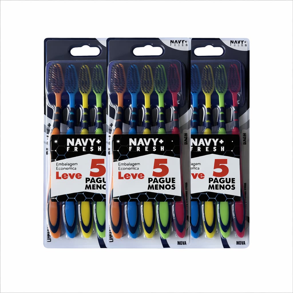 Escova Dental Adulto Macia Cerdas Pretas – Kit 15 Unidades (Leve 5 Pague Menos)