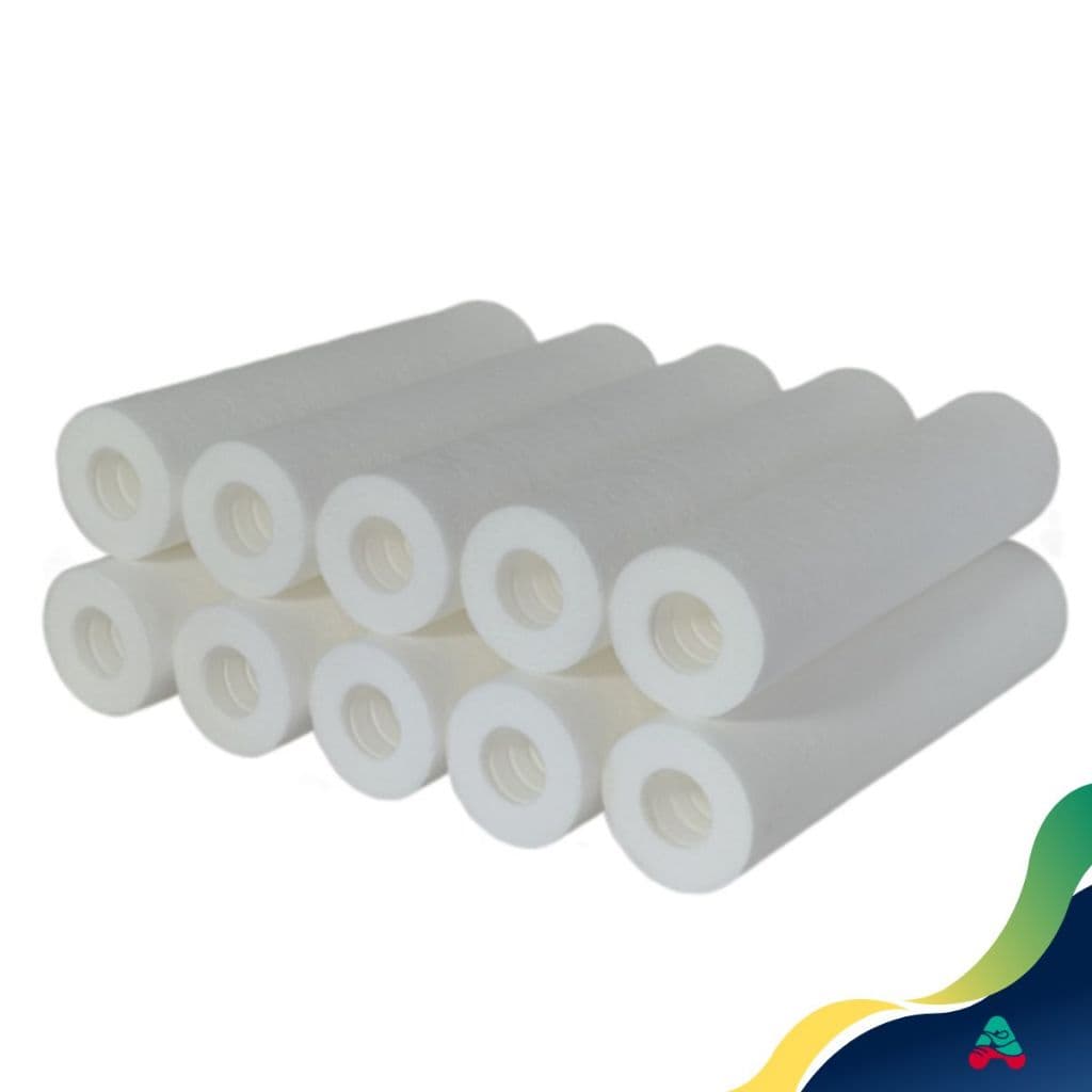 Kit 10 Refis de polipropileno para filtro cavalete Caixa d'água Pontos de uso Aquarismo refil 9 3/4"