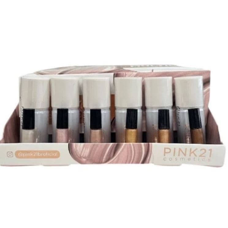Iluminador Líquido Pink 21 – 6 Cores com Brilho Glow e Efeito Natural na Pele