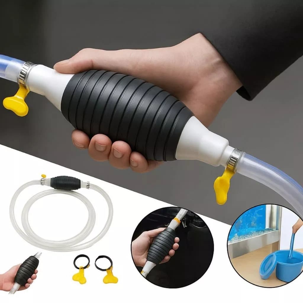 Kit Bomba De Sucção Manual Com 1.5M Mangueira + Abraçadeira + Válvula De Fluxo