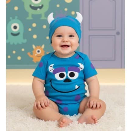 Body Temático Infantil Bebê Mesversário - Sullivan Monstros S.A Body bodi bory bori Banho de Sol Monstros sa Sulivan