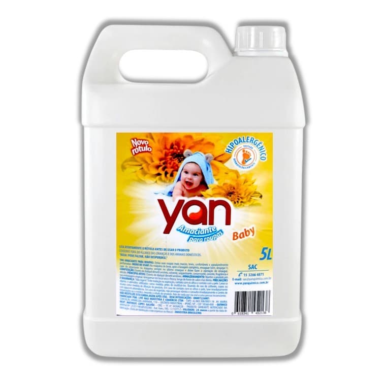 Amaciante De Roupas Yan Baby 5L - Hipoalergênico E Perfume Suave