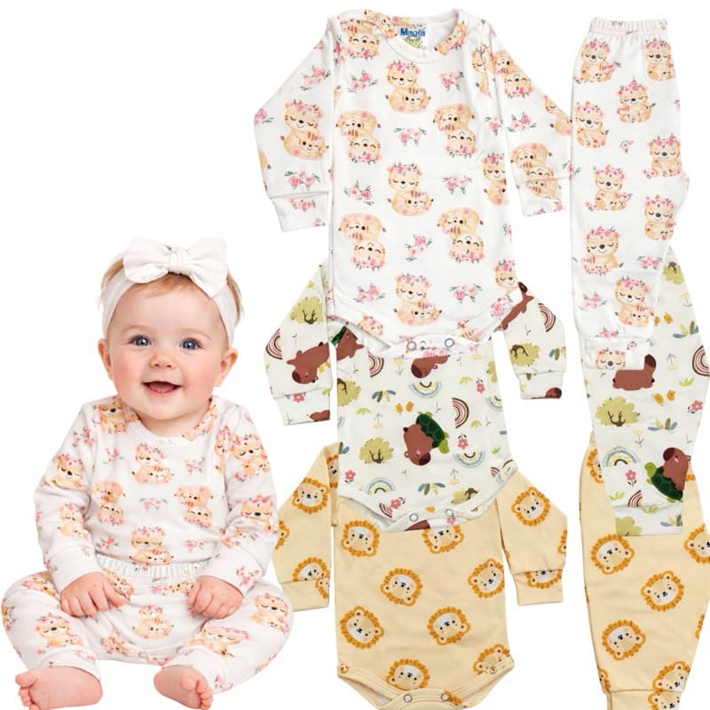 Kit Conjunto Térmico Menina 2 Peças Inverno Body e Calça