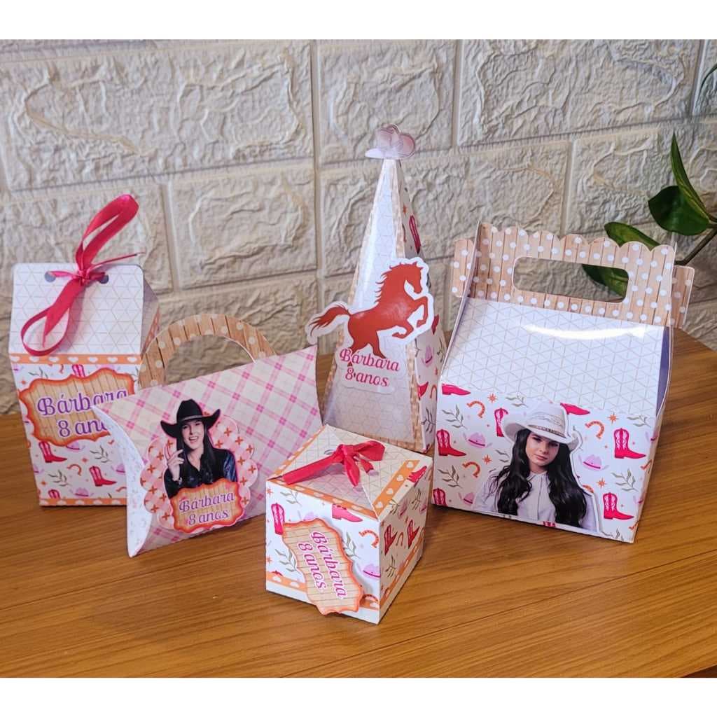 Kit Festa Boiadeira Pegue e Monte Personalizado | 5 Caixinhas | Nome e Idade | Lembrancinhas