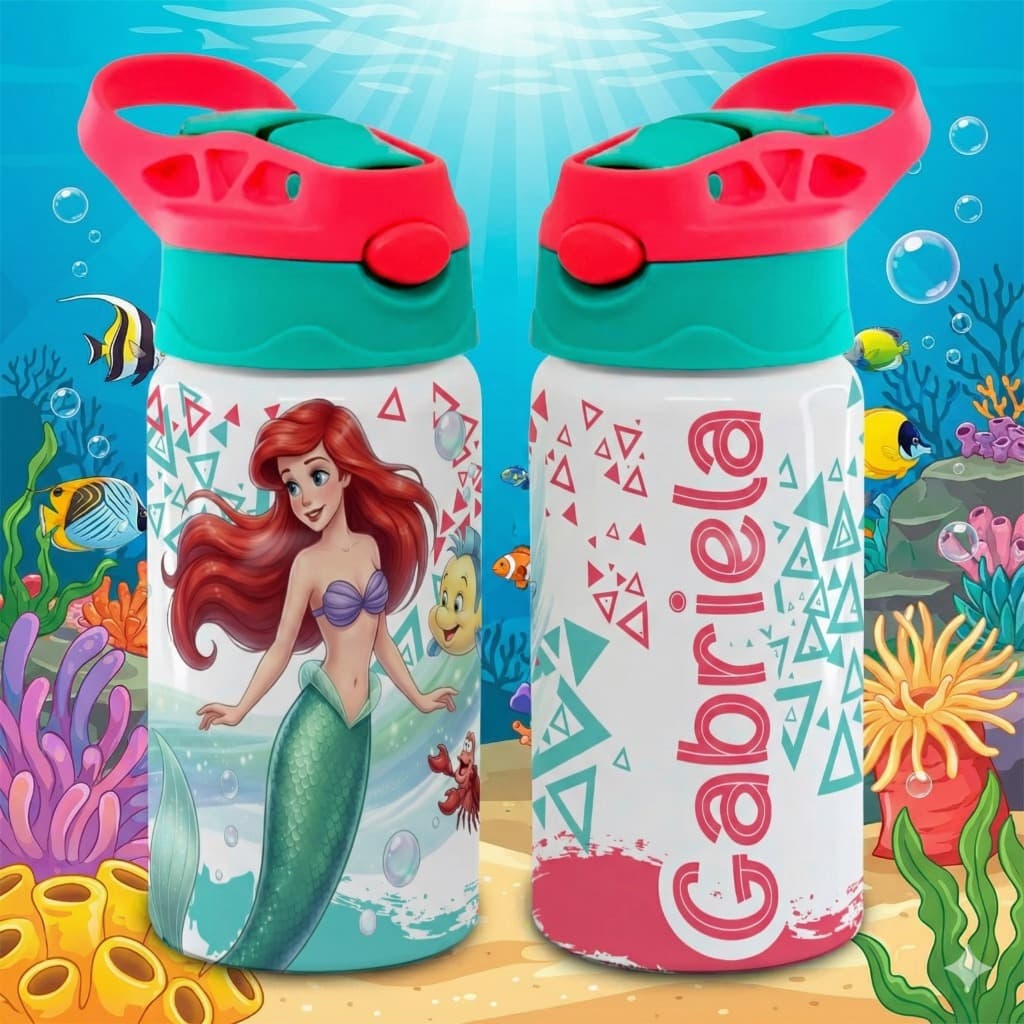 Garrafa Squeeze Alumínio Infantil 500ml Personalizada Personagens com Nome - Vários Modelos
