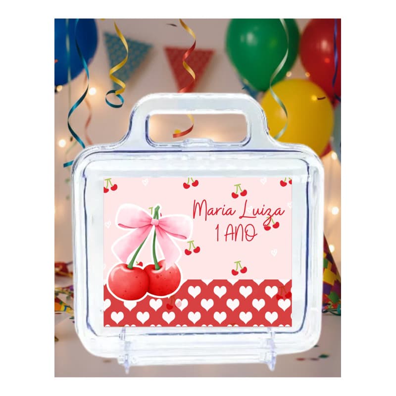 Tag/Adesivo Personalizado para Maletinhas 7x10 Cerejinha | Lembrancinha Infantil – Todos os Temas