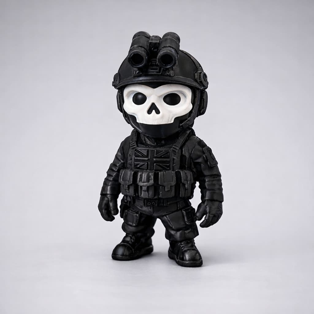 Boneco Ghost Figura Decorativa para Setup Gamer Estante Coleção FPS call of duty