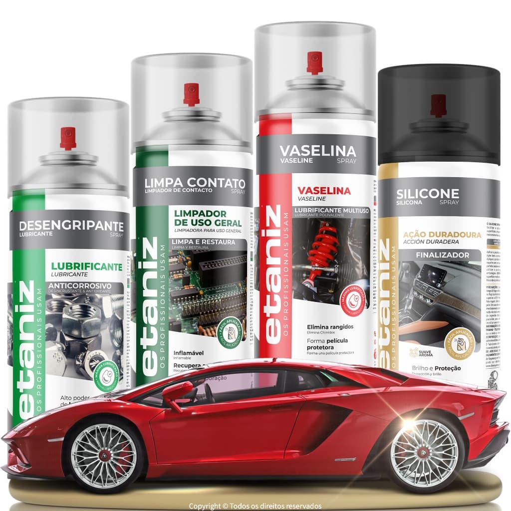 Kit Sprays Automotiva Manutenção Carro Lubrificante Desengripante, Limpa Contato, Vaselina, Silicone