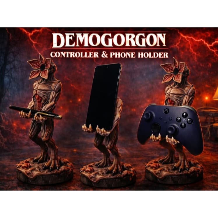 Suporte para celular e controle inspirado no Demogorgon
