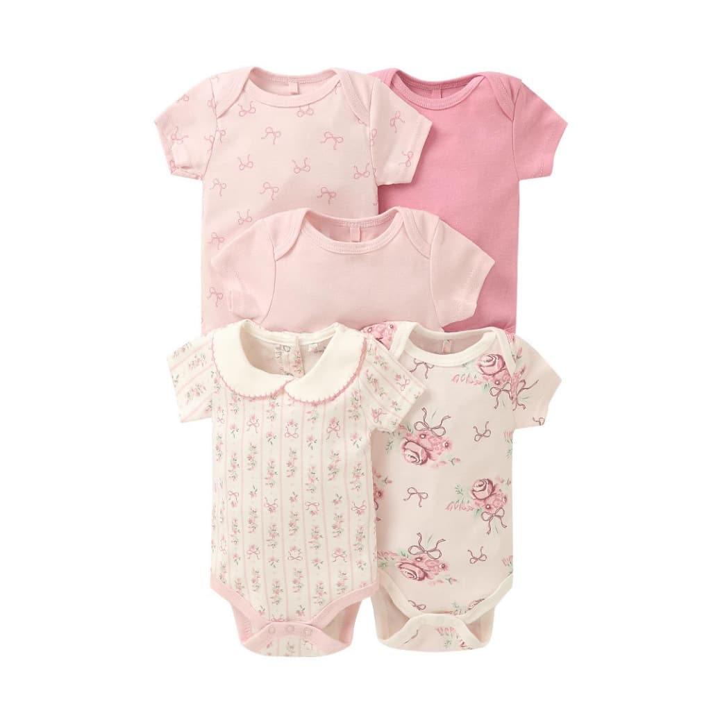Kit 5 Pecas Body Bebe Manga Curta Algodao Suedine Meninos e meninas-Gama completa de produtos na loja