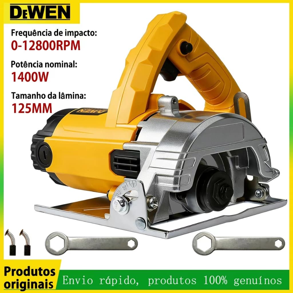 DeWEN Serra Mármore 1400W Serra De Corte Eletrica 110mm 12800rpm Pofissional Potente