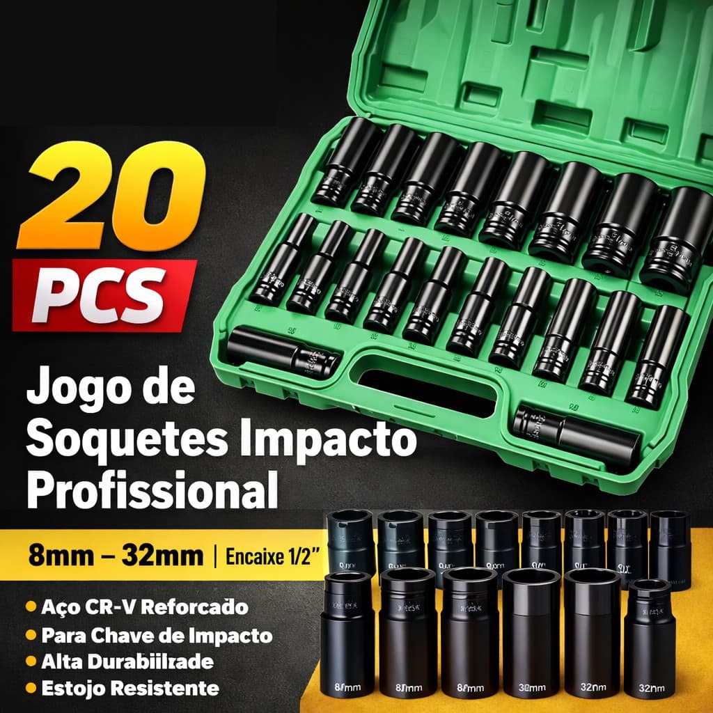 10/20 Peças Conjunto De Soquete De Impacto Longo 1/2 8 A 32 mm GEELE