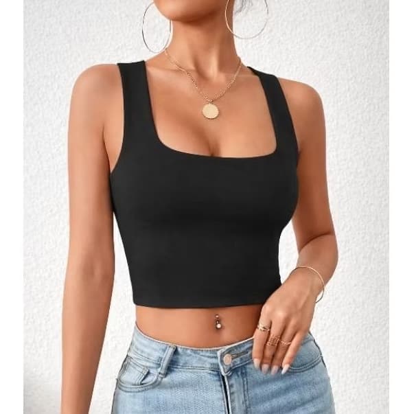 Cropped Regata Decote Quadrado Alça Larga 013