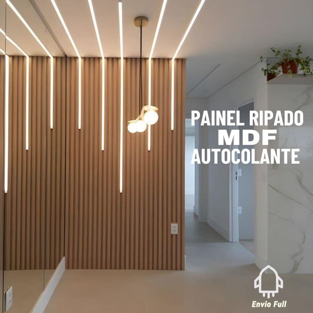 Kit 150 Placas Painel Revestimento Ripado em MDF Auto Colante - 45x11cm - ENVIO FULL