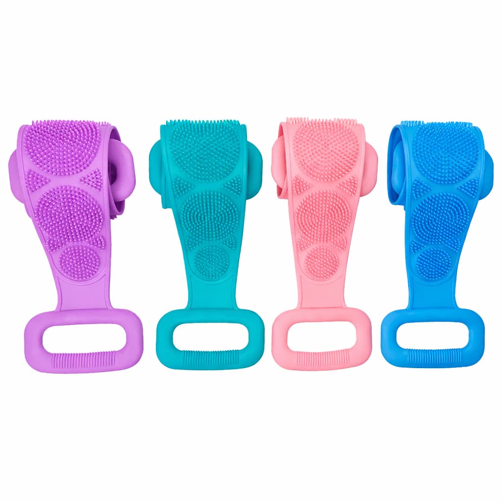 Esfregão Esponja De Banho Esticável De Silicone Massageador Esfoliante Costas Dupla Face Com Alças