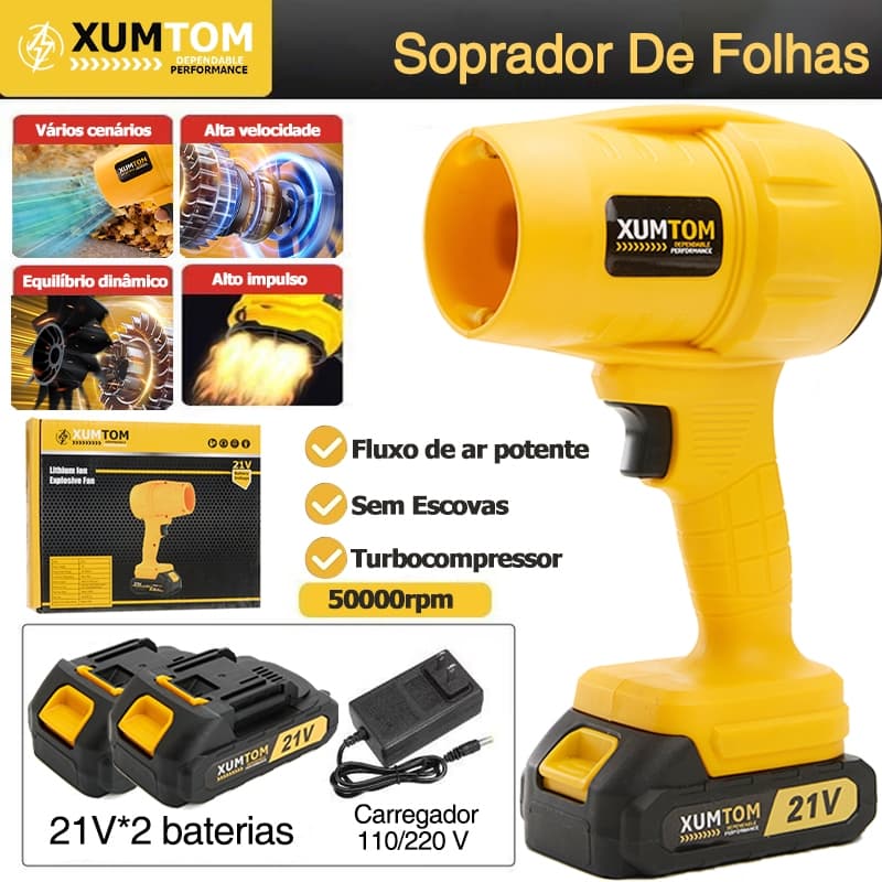 Soprador De Folhas Turbo Portátil 2 Baterias Recarregável Potente Limpeza Carros,Área Externa (Folhas/Gramados)
