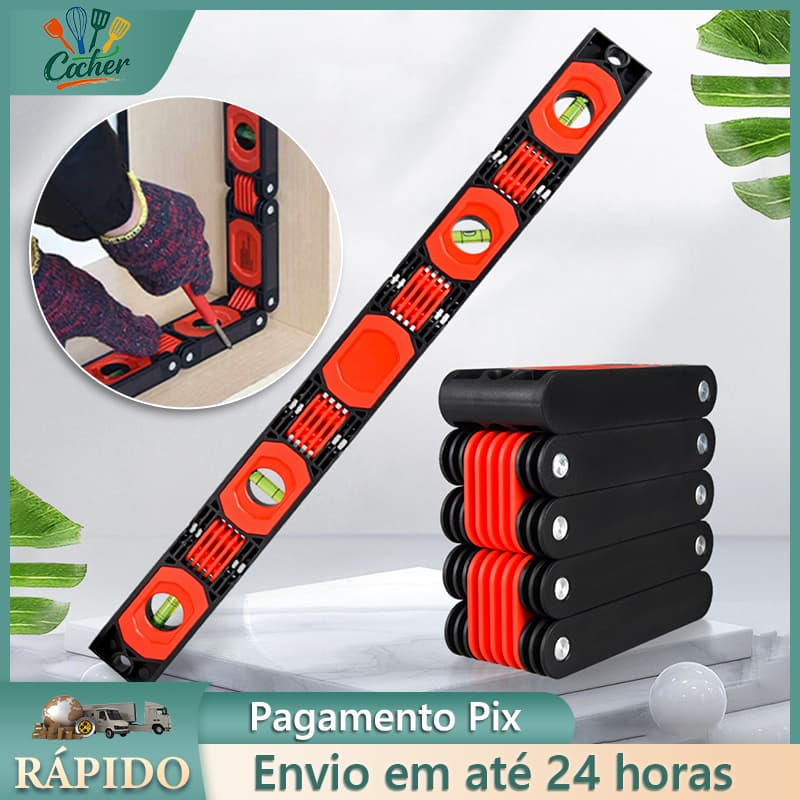 Régua Nivel Magnetica 4 Bolhas para Construção Montagem e Medições 45/90/180 Grau