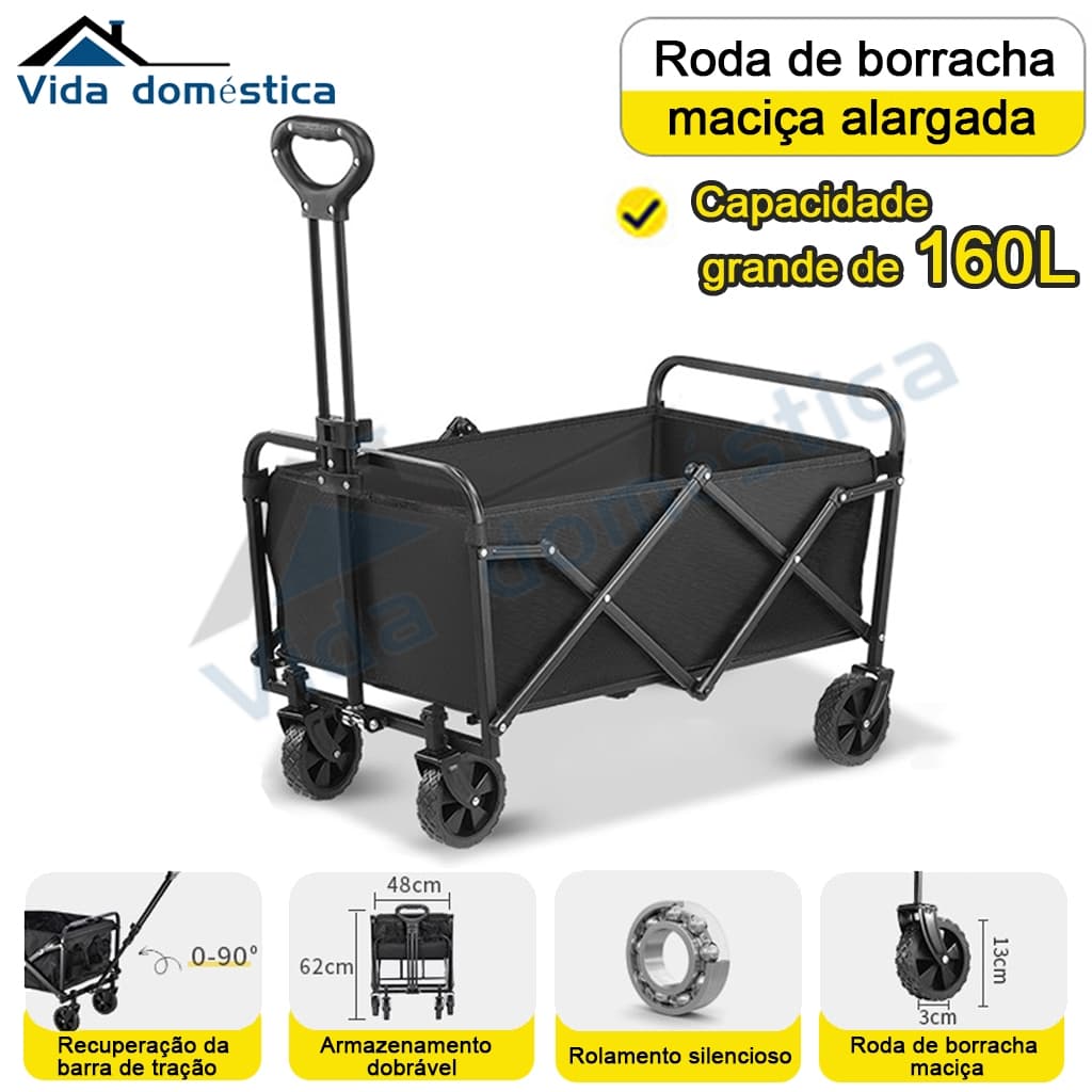 Carrinho Multiuso Para Camping Até 130kg Dobrável Camping Pesca Compras