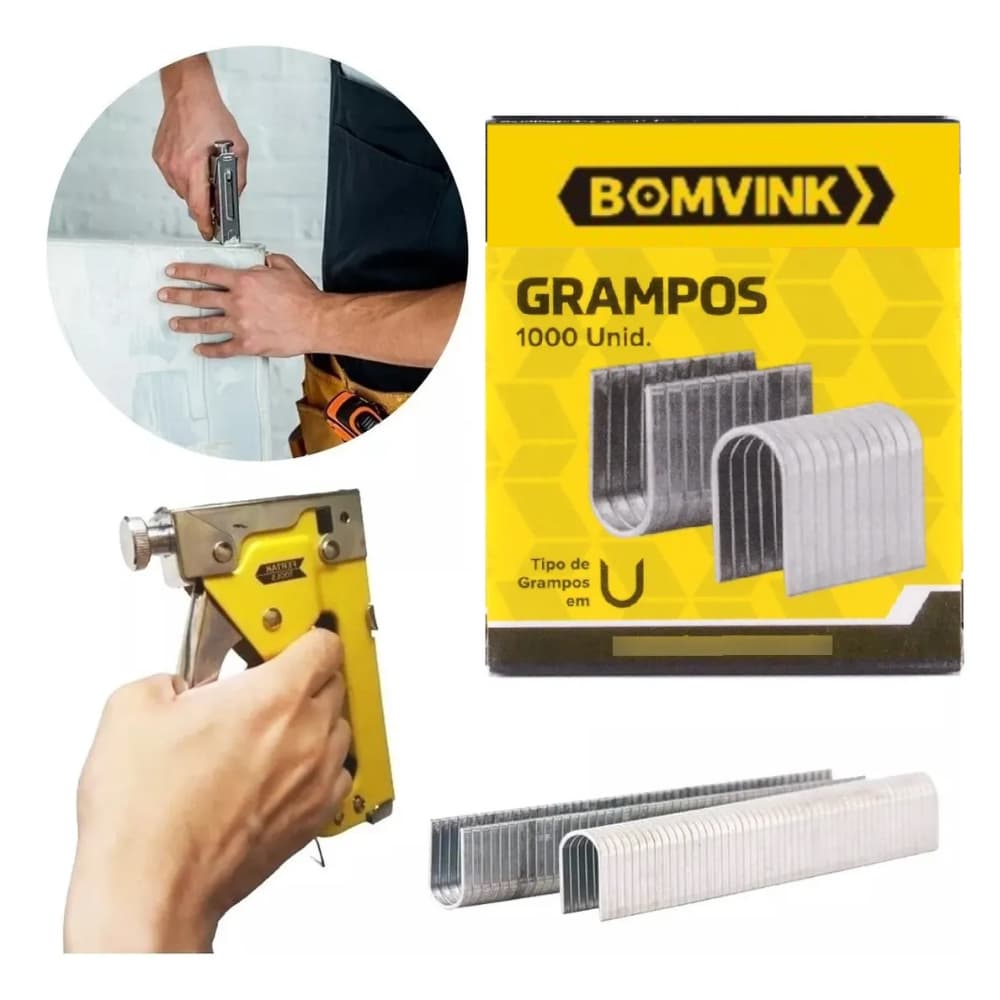 Grampos Tipo U 12mm Tapeceiro Caixa Com 1000 Prateado