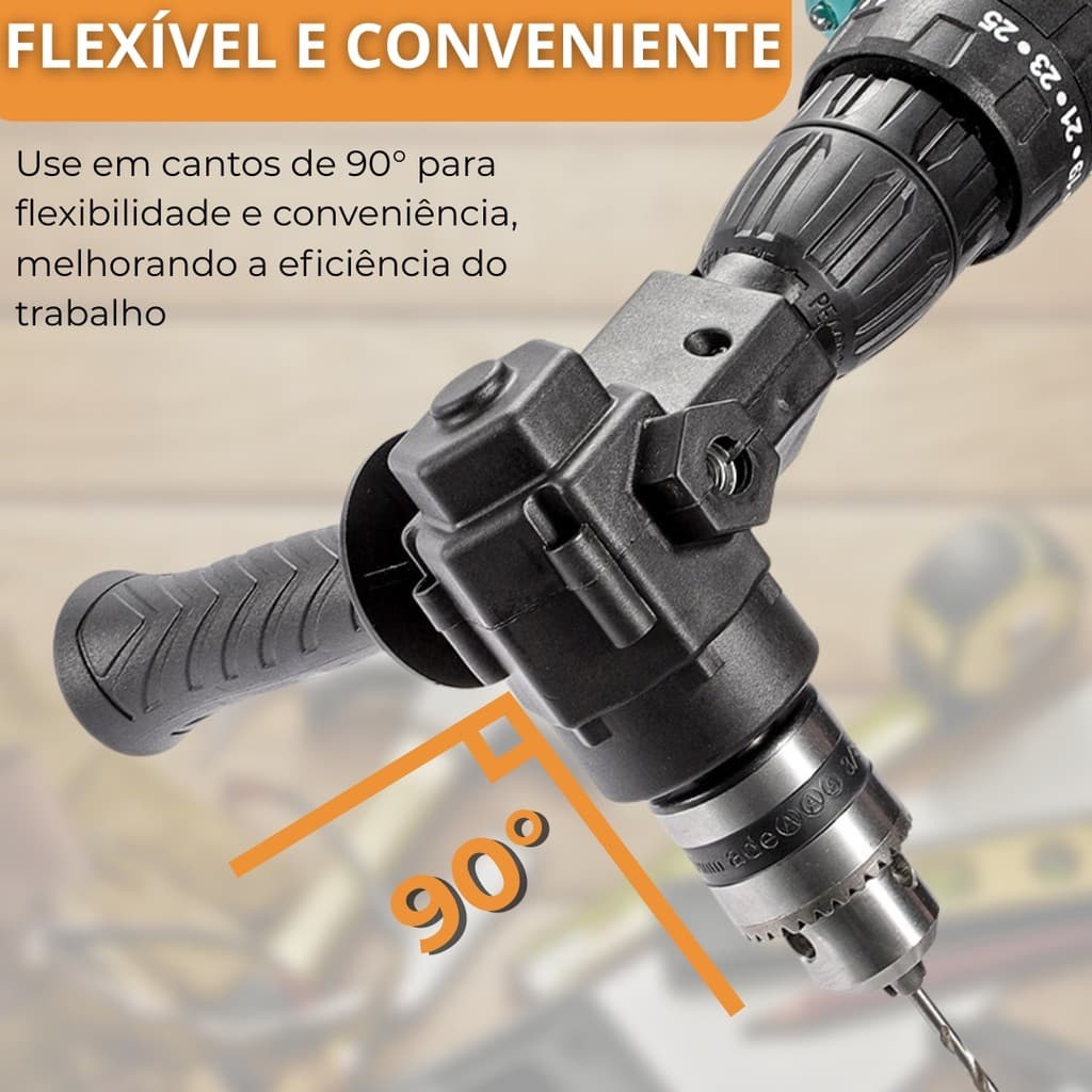 Adaptador de Ângulo 90° para Parafusadeira – Ideal para Áreas de Difícil Acesso