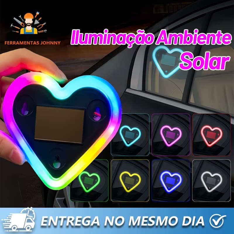 Luz Solar LED Atmosférica Universa Para Carro-Janela Triangular Em Formato De Coração,Sem Fiação para carro janela