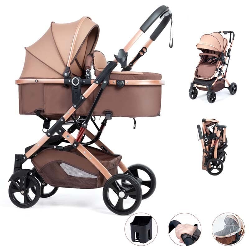 Carrinho de Bebê Passeio 3 EM 1 Com Moisés e Bebe Conforto Dobrável multicolorido System Até 15Kg P7