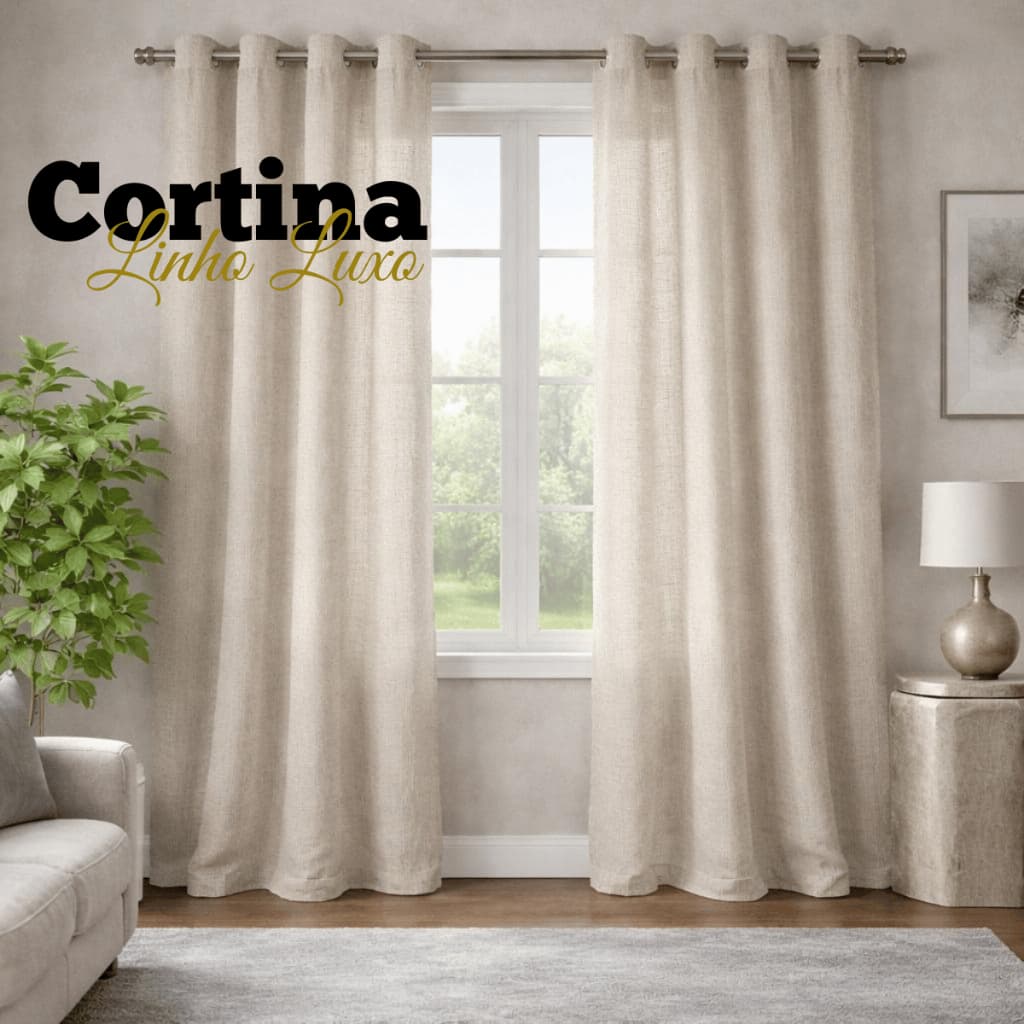 Cortina de Voal Linho Flamê Sala Quarto Luxo 6m Com Ilhós  Elegante, Moderna, Fácil de Lavar