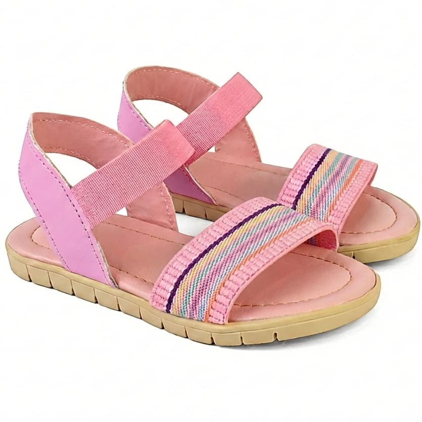 Sandália Infantil Feminina Elástico Ajuste Facil Rasteirinha Menina Casual Linda Sem Fivela Confortável