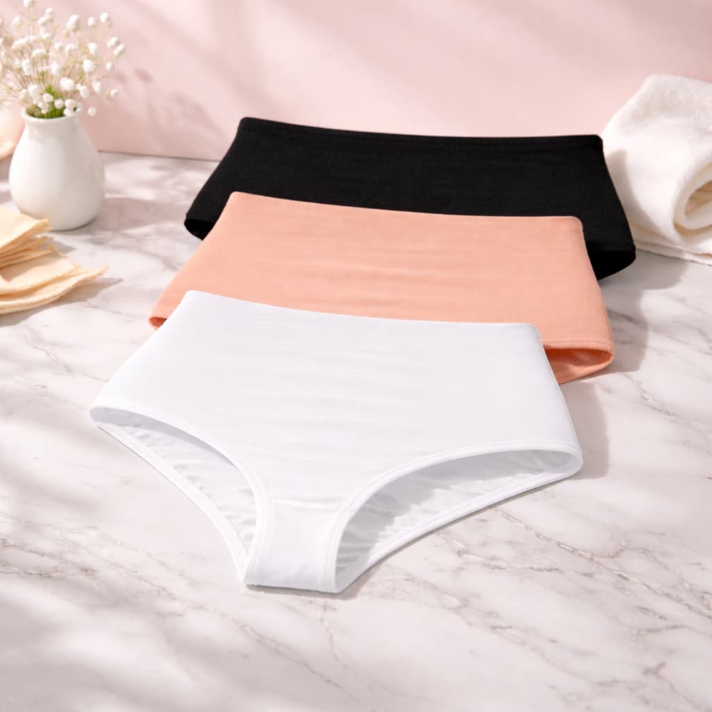 Kit 3 Calcinhas Cós Alto Plus Size Feminina Modeladora Cós Duplo Microfibra Confortável Cintura Alta