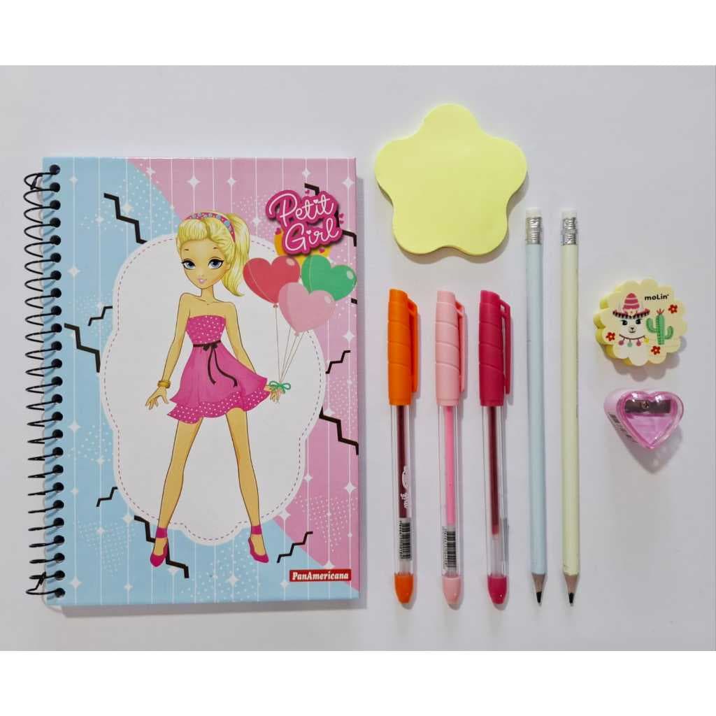 KIT PAPELARIA PETIT GIRL 9 PRODUTOS LER DESCRIÇÃO