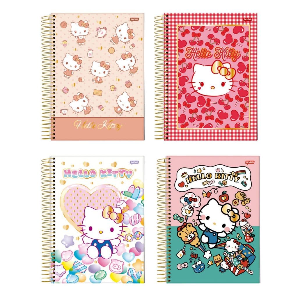 Caderno Universitário Capa Dura 10 Matérias 160 Folhas Hello Kitty Jandaia