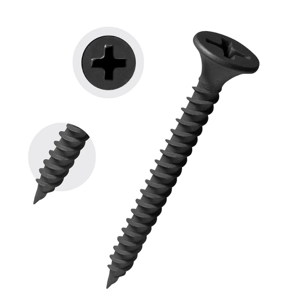 Kit 500 Parafusos Trombeta Tamanho 35x25 Preto Para Drywall Gesso Madeira