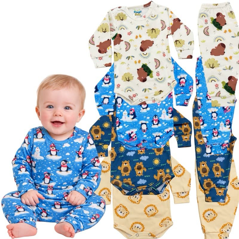 Kit Conjunto Térmico Menino 2 Peças Inverno Body e Calça