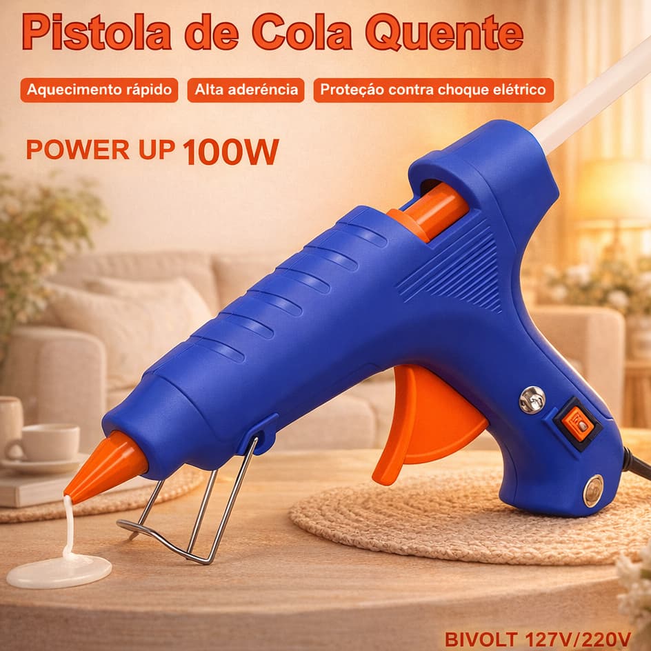 Pistola de Cola Quente Profissional 20W ou 100W Bivolt – Aquecimento Rápido, Multiuso DIY Bivolt 110-220V