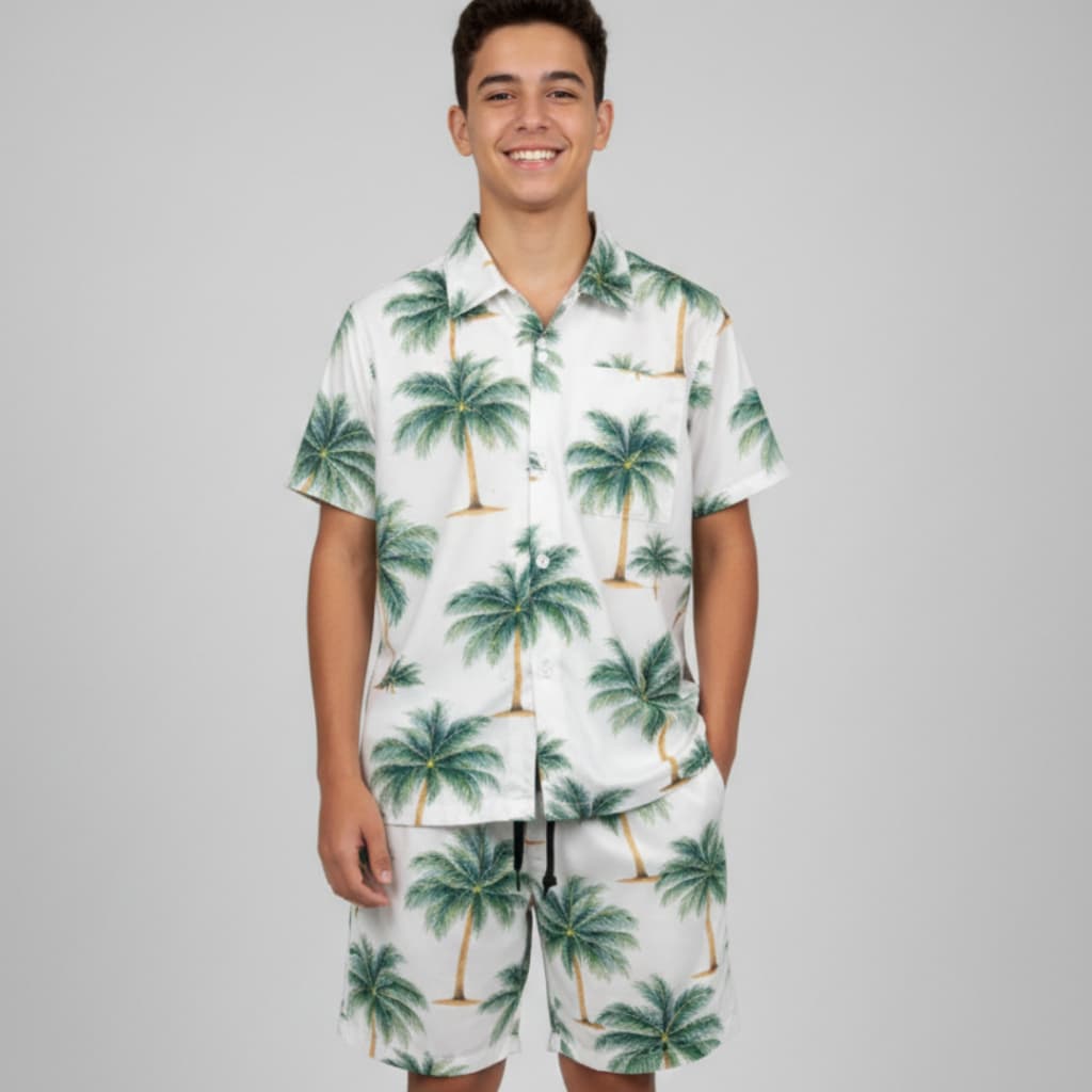 Conjunto Masculino Infantil Estampado - Tecido Crepinho, Leve e Confortável