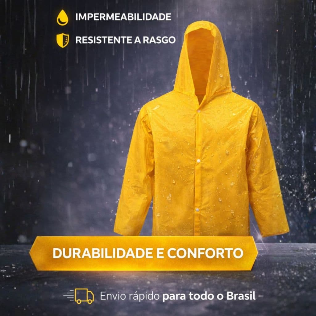 Capa de Chuva EPI Impermeável Profissional Resistente a Rasgo Confortável Alta Durabilidade