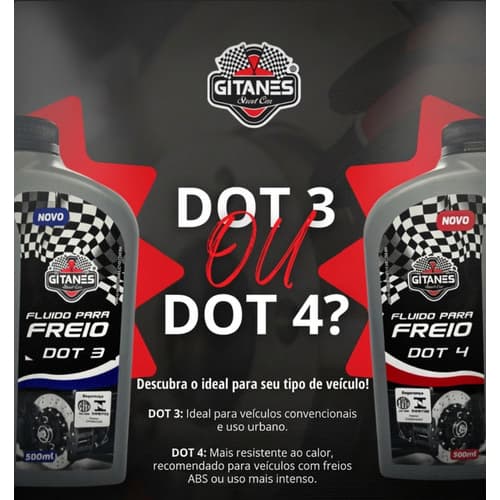 Fluido Oleo Liquido Freio 200ml 500ml Carro Moto Bicicleta Utilitário Dot 3 4 Gitanes