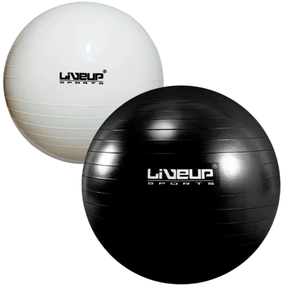 Bola Suíça de Pilates 65cm Branca ou Preta Liveup Sports