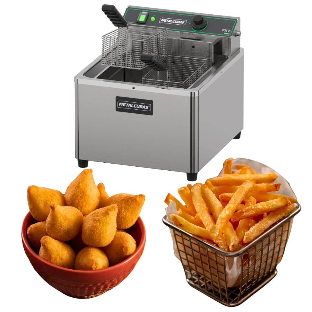 Fritadeira Elétrica Industrial Zona Fria 15l Salgados 8000w Inox 220v 50/60htz