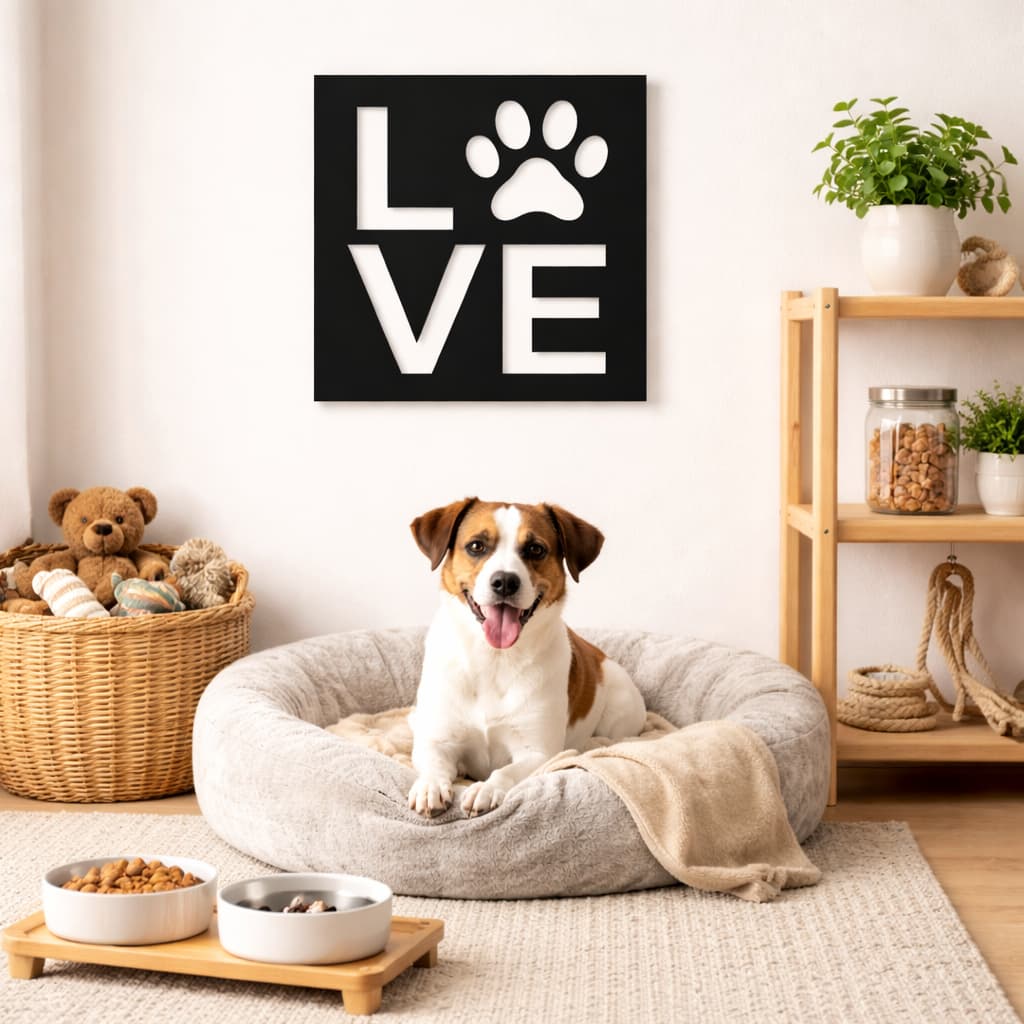 Quadro Decorativo LOVE Pet MDF – Decoração Pet Friendly para Casa