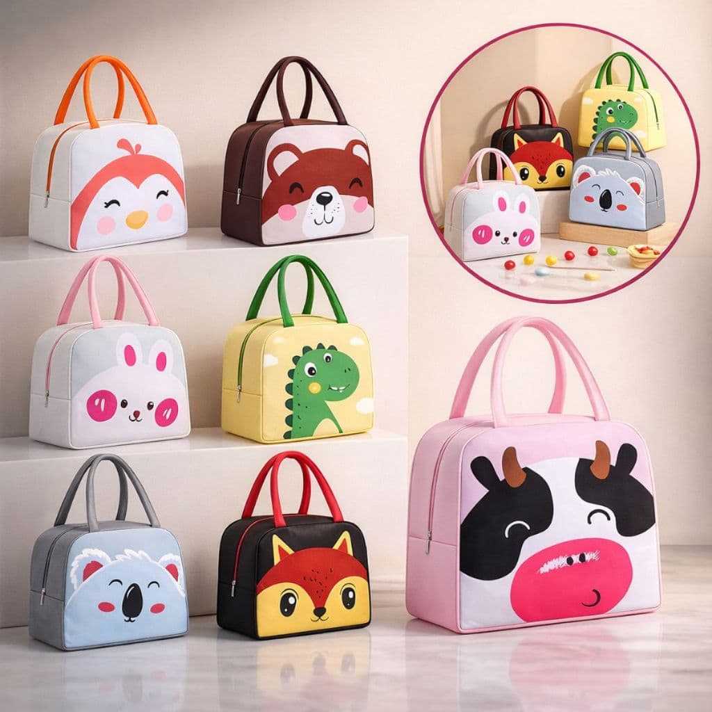 Bolsa Lancheira Térmica Infantil Animais 5,6 litros Quente e Frio Marmita Interior de Alumínio