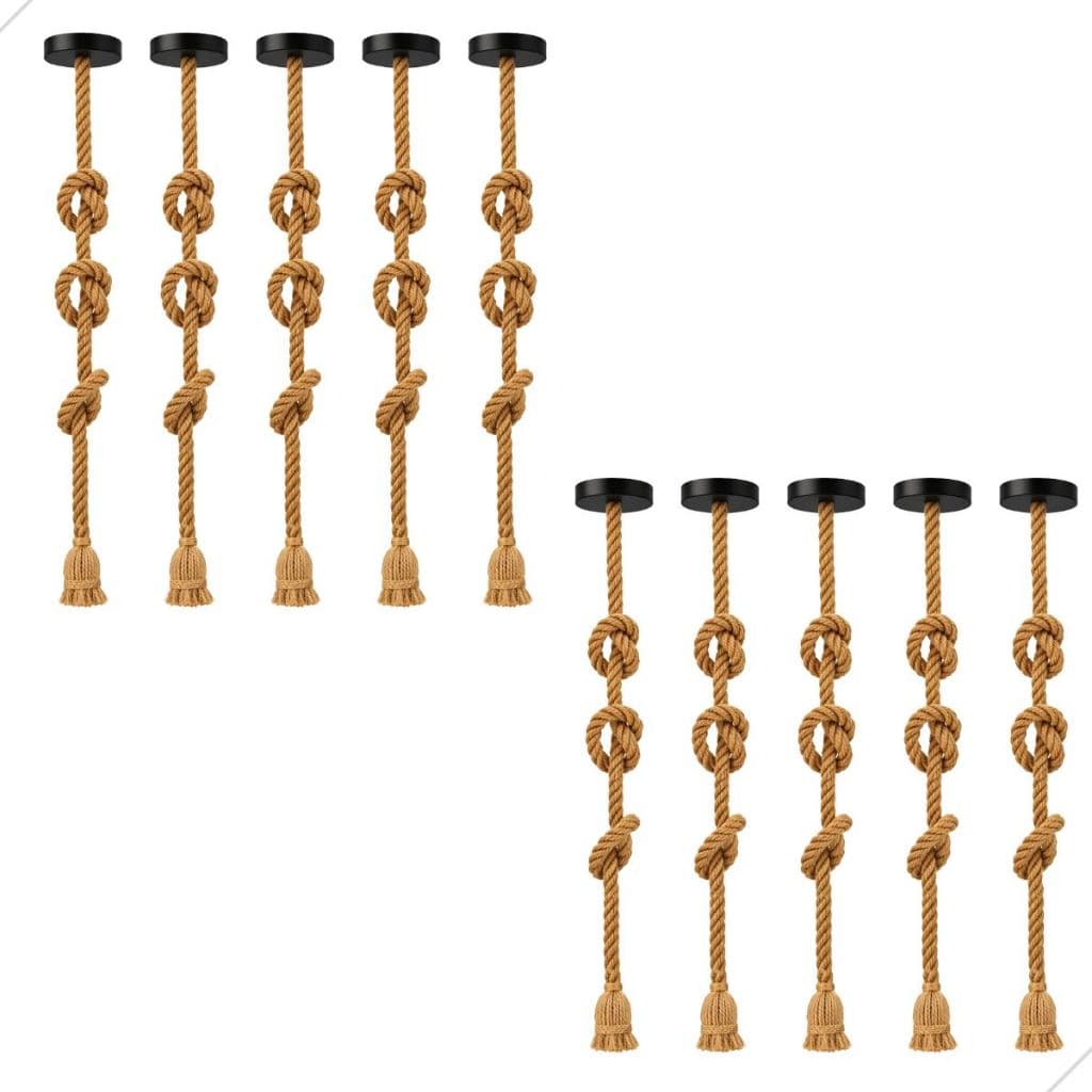Kit 10 Pendente Luminária Corda 2 Metros Bivolt 110v/220v Retro Vintage Rústico Decorativo E27 Sisal