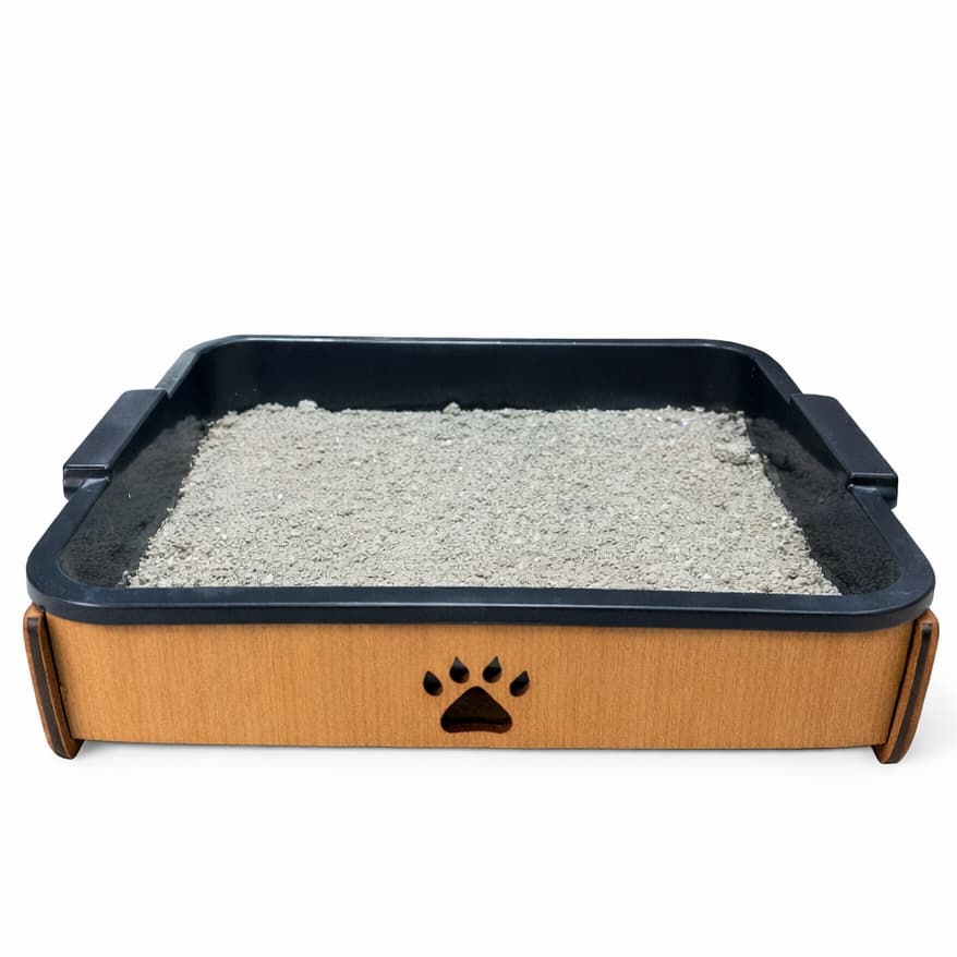 Caixa de Areia para Gatos com Suporte em MDF – Fácil de Limpar