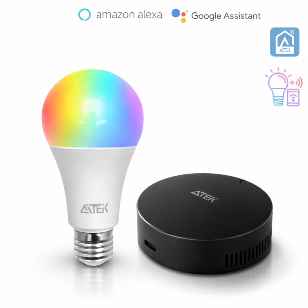 Kit Casa Inteligente Alexa Google Controle Universal WiFi lâmpada RGB 15W Bivolt Smart Home