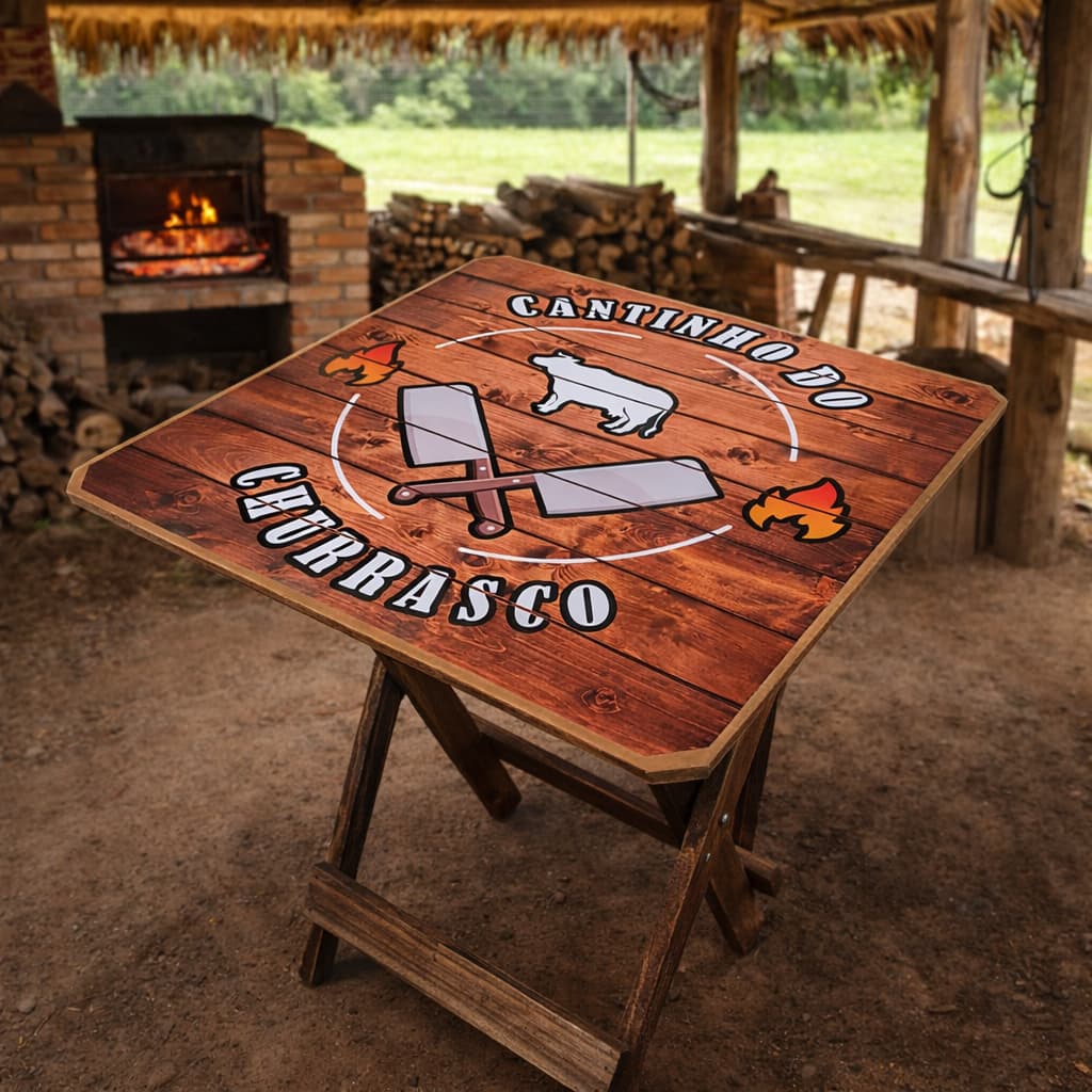 Mesa Dobrável De Madeira Adesivada Cantinho Do Churrasco Presente