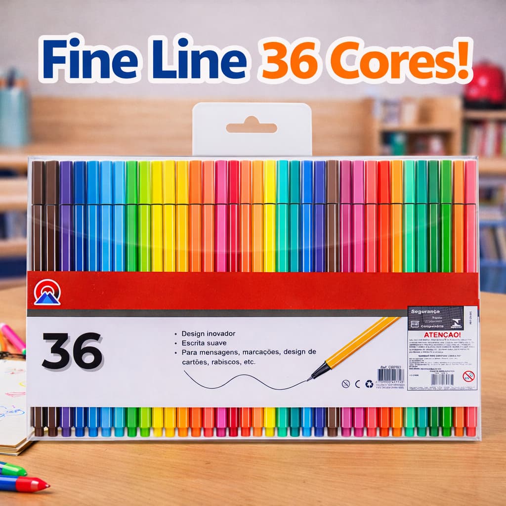 36 Canetas Fine Line Ponta Fina 0.4 Hidrográfica Bolígrafo Para Lettering e Pontilismo Escolar