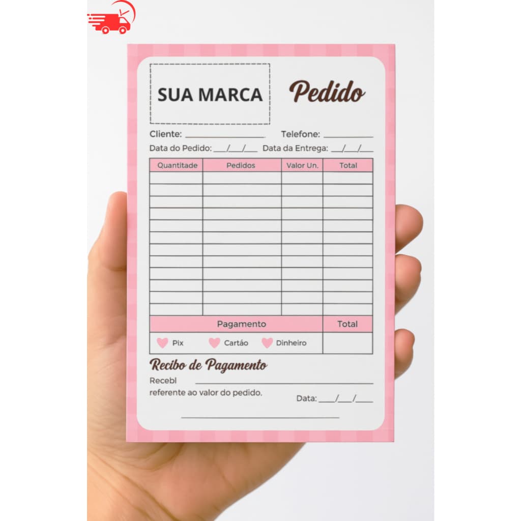 Bloco de Pedidos Personalizado 10x15cm | Talão para Empresas com Logo